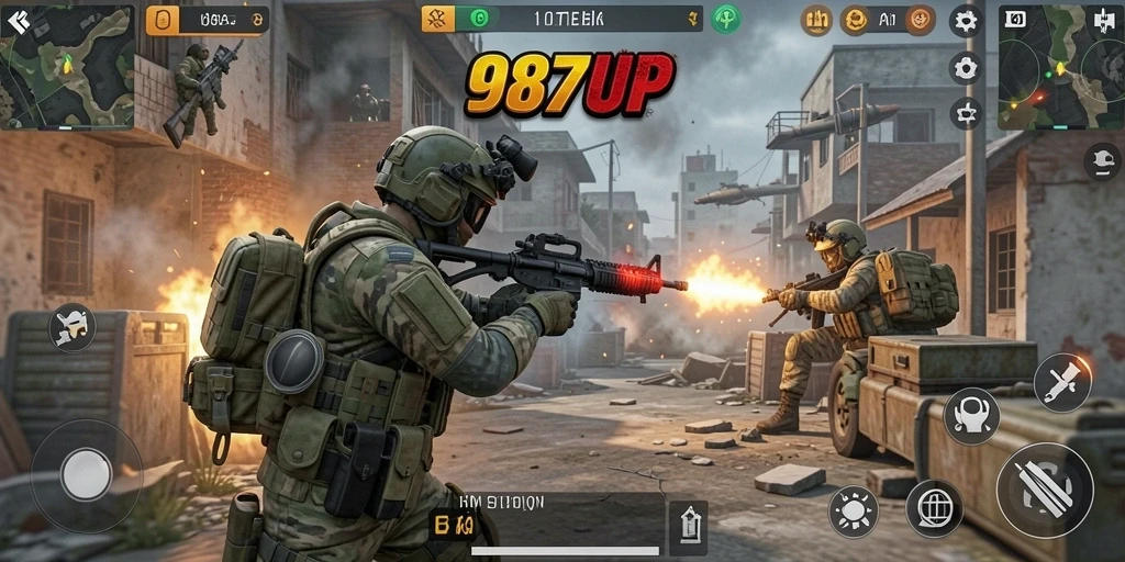 Tangkapan layar dari gameplay 987UP yang mendebarkan dan penuh aksi.