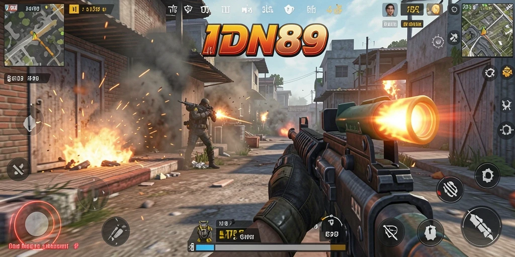 Tangkapan layar gameplay IDN89 yang menunjukkan aksi tempur seru.