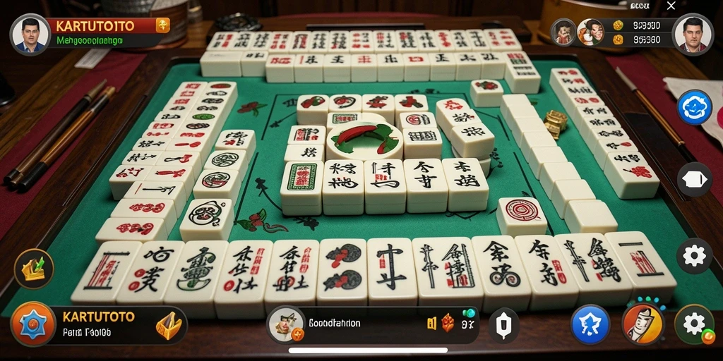 Tampilan gameplay menawan dari KARTUTOTO dengan potongan ubin Mahjong yang berwarna-warni.