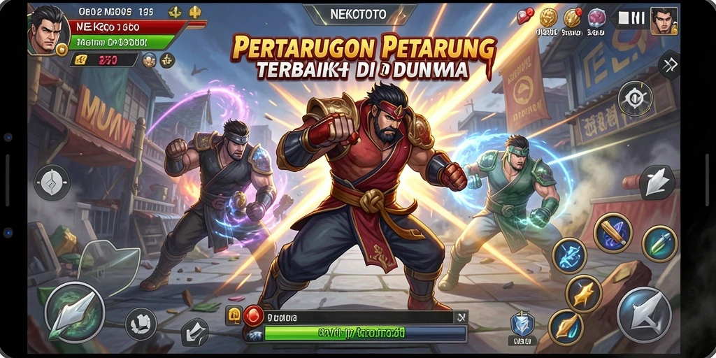 Tampilan seru gameplay NEKOTOTO dengan aksi pertarungan mendebarkan.