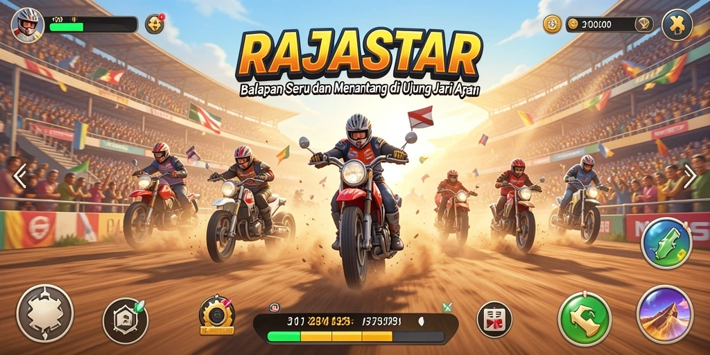 Screenshot RAJASTAR menampilkan aksi balapan yang seru dan grafis menakjubkan.