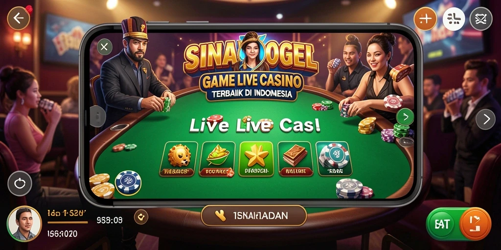 Screenshot gameplay SINARTOGEL menampilkan dealer dan pemain dalam suasana kasino langsung.