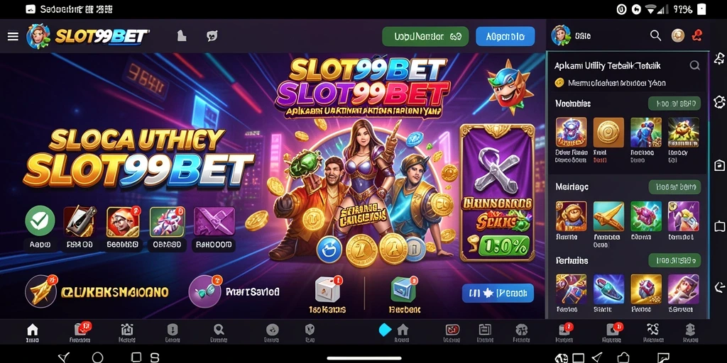 Screenshot utama SLOT99BET menampilkan antarmuka aplikasi yang sederhana dan fungsional.